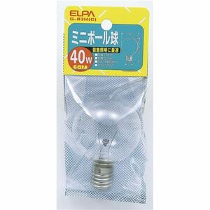 （まとめ） ELPA ミニボール球 電球 40W E17 G50 クリア G-83H（C） 【×25セット】