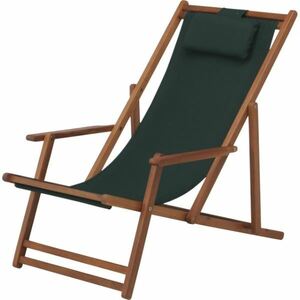 折りたたみ椅子 デッキチェア 幅645mm グリーン 折りたたみ式 木製 アカシア 高さ調整可 室内 屋外 ガーデン〔代引不可〕