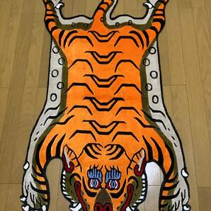 『SALE』《 本物　新品　1点物 》シルク　チベタンタイガー　虎　BIG 約147センチ　チベット絨毯　14