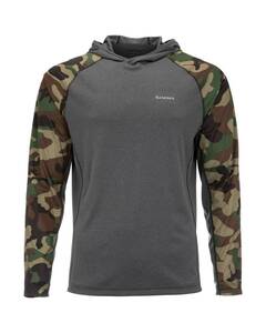 シムス　simms solarflex hoody print woodland camo Carbon Heather ソーラーフレックス フーディー US:M JP:L