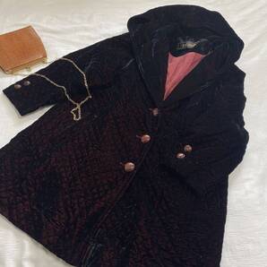 IF-PISSARRO ◆ゆったり ベルベット キルティング フード中綿コート 赤黒 ボルドー y23011902