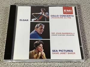 輸入盤 EMI CDC規格 バルビローリ LSO デュ・プレ エルガー チェロ協奏曲 ベイカー 海の絵 Barbirolli Du Pre Baker Elgar