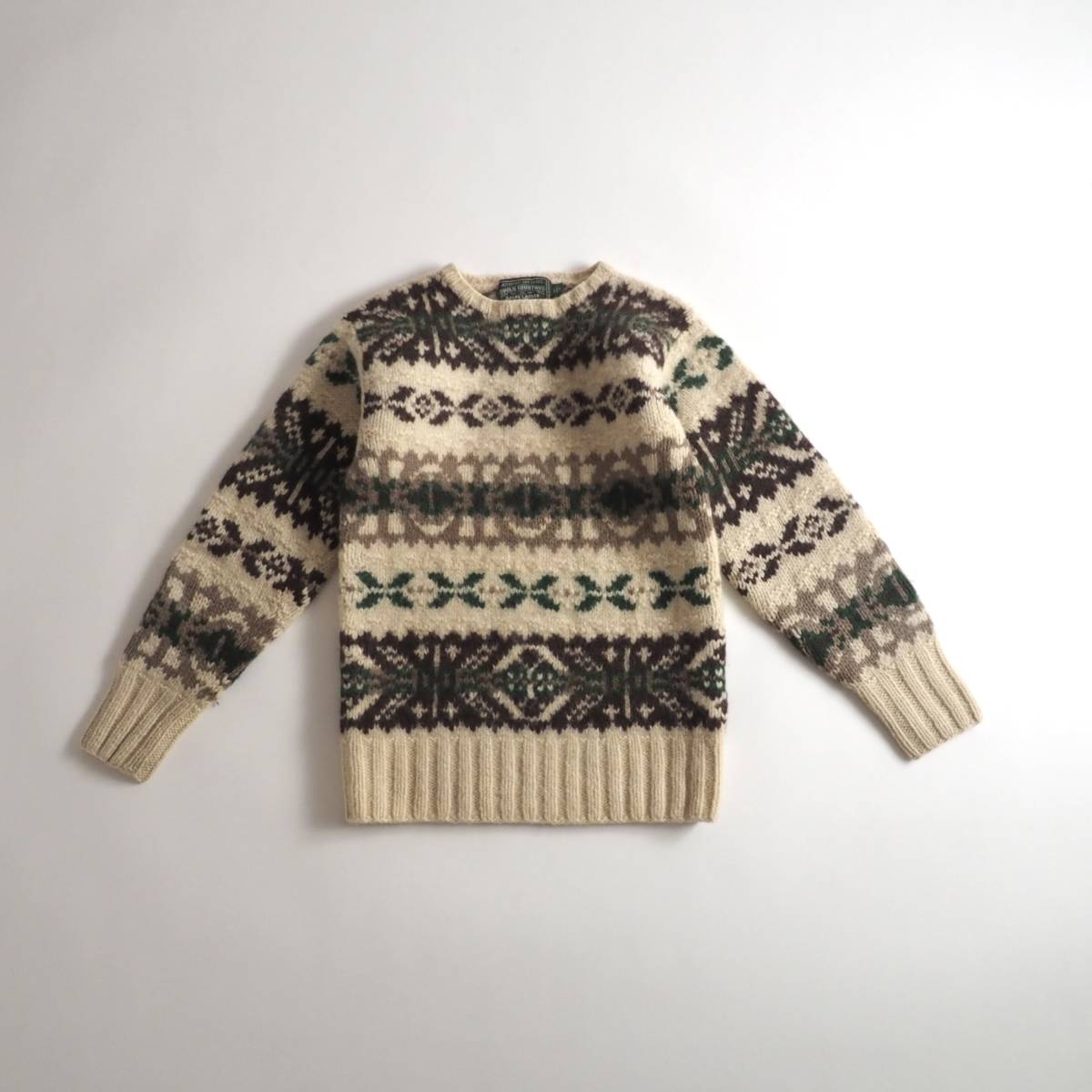美品 マックジョージ カシミア チェック 手編み インターシャ ニット