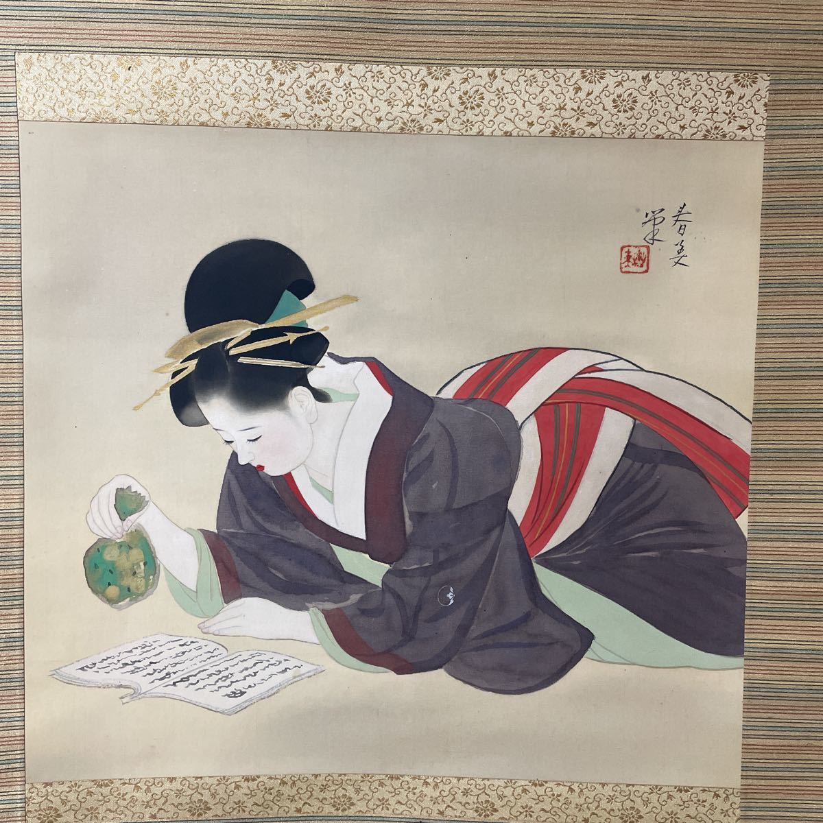 Achat instantané ! Copie du rouleau suspendu Harumi Tateishi/peinture de beauté (recherche : Shinsui Ito, Eise Shiratori, Tatsumi Shimura, Senmei Kato, Sentaro Iwata, Keiichi Takasawa, Kiyokata, Ferré, Eiho, Keigetsu, Shimanien, Shoba Ito), Peinture, Peinture japonaise, personne, Bodhisattva