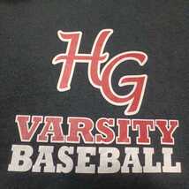 zcl-f37♪US古着 HG VARSITY BASEBALLバーシティベースボールプリント パーカーMサイズ ブラック_画像6