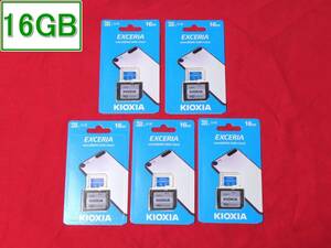 【送料無料】新品未開封品 5枚セット キオクシア 16GB microSD カード SD変換アダプター付き　(SDHC規格 Class10 マイクロSD)