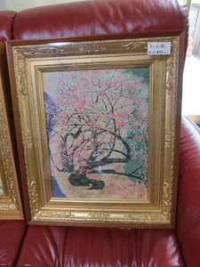 Японские картины, ремесла, антикварные товары, красные и белые сливы Сейсон Маэды, японские картины, но печать.