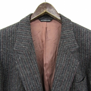 90s Harris Tweed ビッグサイズ 48L MOORES ツイード ウール テーラード ジャケット ブレザー 灰 ハリスツイード 古着 ビンテージ 2JA0905の画像6