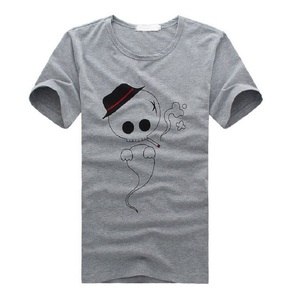 ■ 送料無料 新品 M サイズ メンズ グレー Tシャツ ドクロ スカル 半袖 ユニーク 個性的 かわいい 遊び心 シンプル プリント 56の画像1