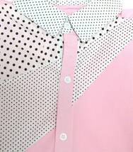 ■ 送料無料 新品 Mサイズ ピンク シャツ メンズ レディース 半袖 ボタン 水玉 ドット かわいい 08_画像3