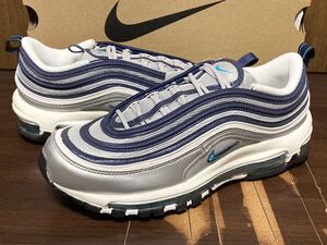 22年製 NIKE WMNS AIR MAX 97 OG ナイキ ウィメンズ エアマックス SWOOSH【DQ9131-001】METALLIC SILVER メタリック シルバー 銀×紺 US11