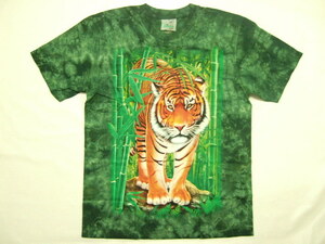 横浜最新 虎タイガー 緑絞り柄♪魅惑のＴシャツTiger Green Diaphragm M, L, XL 送料220円17(サイズを必ずお知らせ下さい)