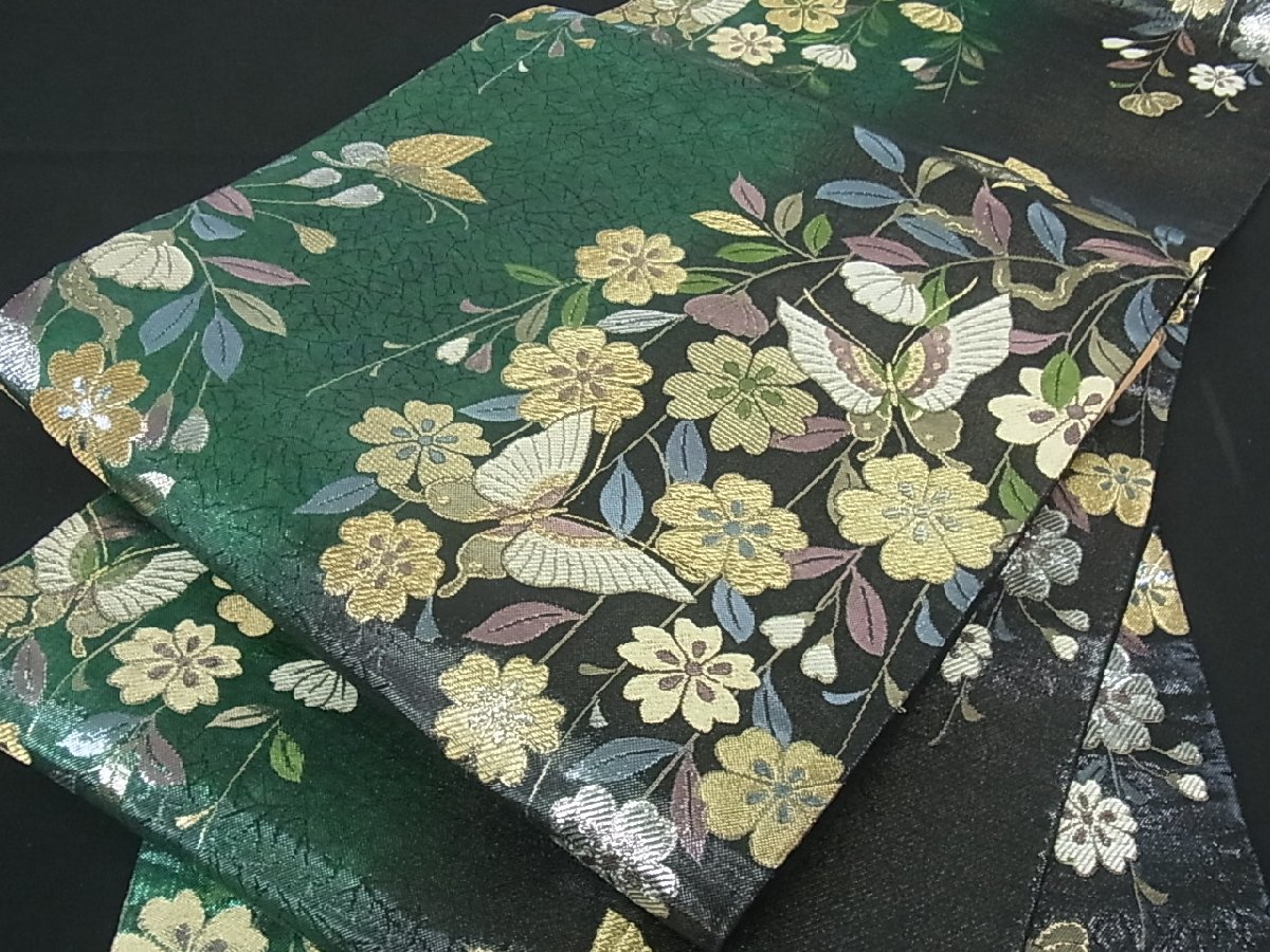 YU17 袋帯 六通 舞楽菱献上文 花唐草 金糸 豪華 逸品 品質検査済