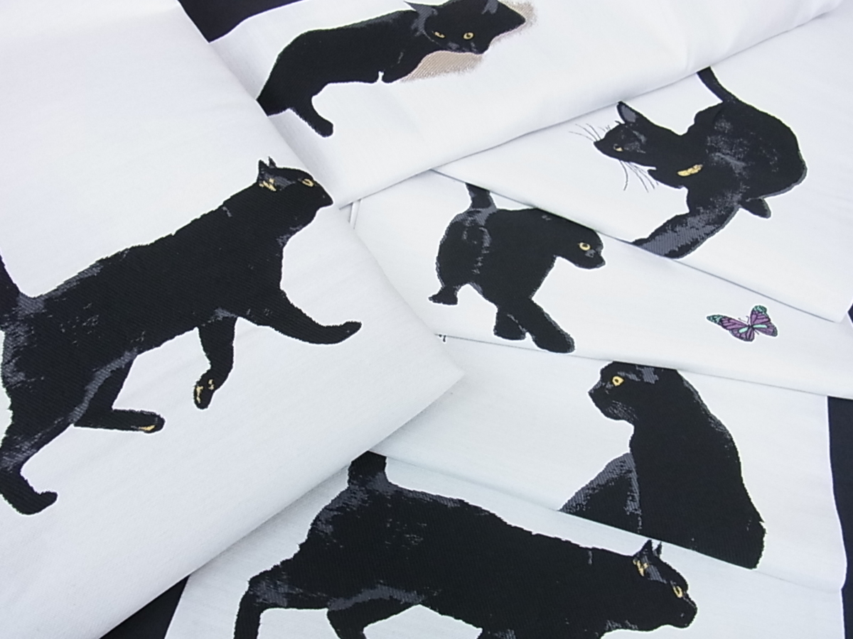 204my44◇逸品!下弦の月に黒猫 袋帯六通◇美品 costaazulpr.com