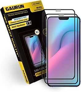 【GAURUN】ガラス保護フィルム (2枚入り) iPhone12/12Pro用 硬度9H フルカバー 指紋防止 耐衝撃 2.5D @6W@23