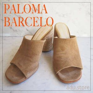 定価41800円 ドゥーズィエムクラス販売パロマバルセロ PALOMA BARCELO スエードラウンド チャンキーヒール ミュール サンダル サボ