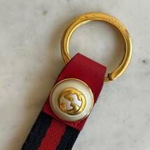 グッチ GUCCI シェリーライン パール キーホルダー マーモント 鍵 ネイビー 赤_画像3