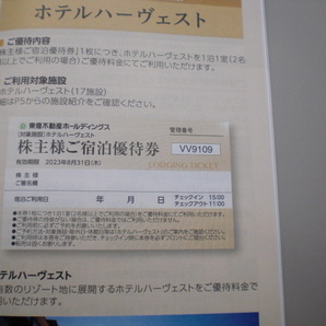 東急不動産株主様御宿泊優待券1枚 ハーヴェストクラブ 数量9の画像3