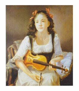 絵画 名画 複製画 フレーム 額縁付 奥 龍之介 「ヴァイオリンを持つ少女」 サイズF10号 世界の名画シリーズ プリハード