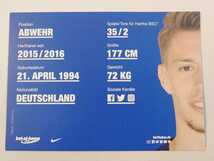 ヘルタ・ベルリン Hertha Berliner ミッチェル・ヴァイザー Mitchell Weiser 直筆サイン オートグラフカード グッズ サッカー auto_画像2