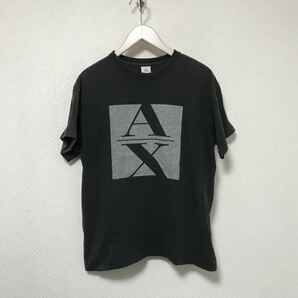 本物アルマーニエクスチェンジARMANI AXコットンロゴプリント半袖Tシャツメンズアメカジミリタリーサーフビジネス黒グレーSアメリカ製