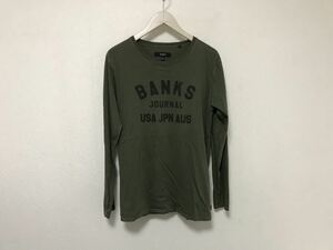 本物バンクスBANKSコットンプリント長袖ロンTシャツメンズアメカジミリタリーサーフビジネススーツSカーキ