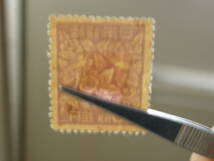 普通切手 1951-1952 昭和すかしなし切手 らでん模様 10円切手 単片 未使用 ① はがし跡_画像3