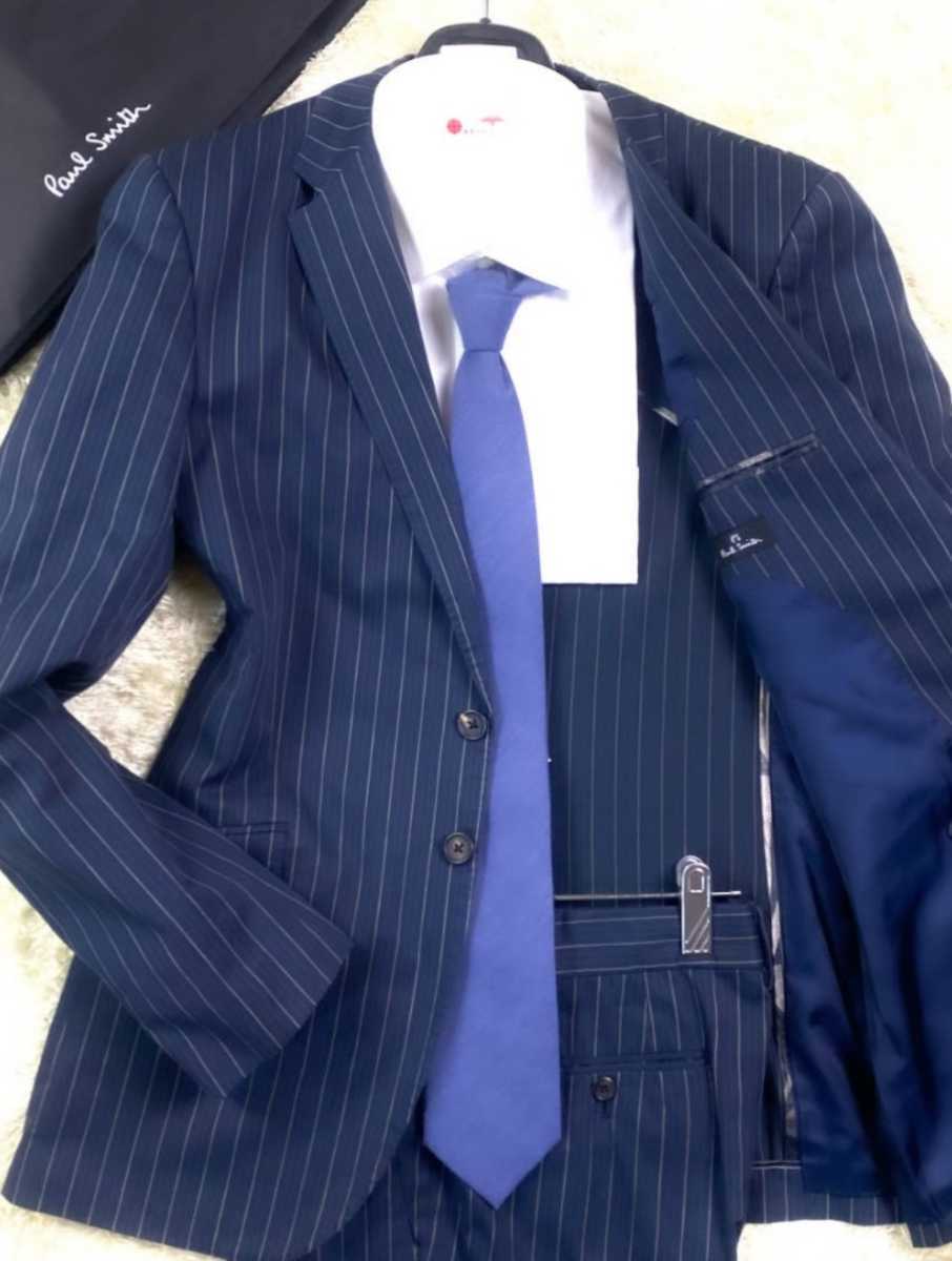 未使用☆Paul Smith ゼニア スリーピース ネイビーピンストライプ