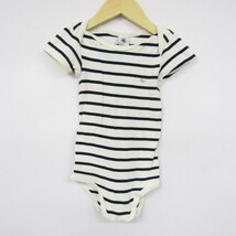 プチバトー 半袖ロンパース ボーダー 肌着 トップス 女の子用 86サイズ 紺白 ベビー 子供服 PETIT BATEAU_画像1