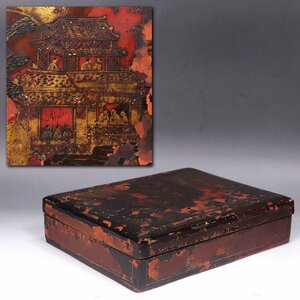 { source }[ prompt decision * free shipping ]{ Edo middle period }18 century old . lamp lacquer . paint *.... person lacqering era thing library * inkstone case / box attaching 