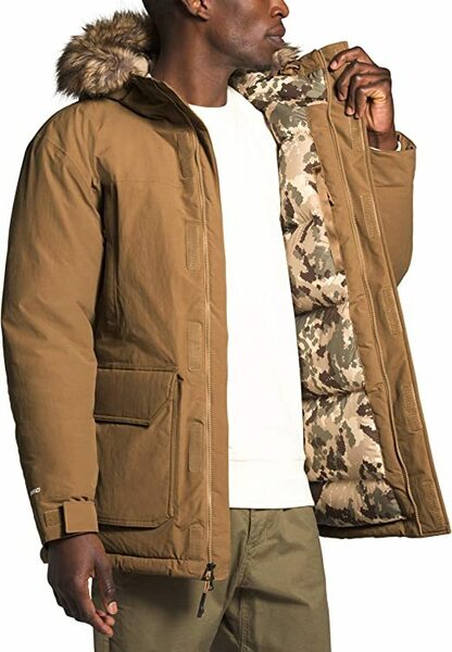 新品 M S ノースフェイス マクマード パーカー付グース　ダウンジャケット 茶　迷彩 THE NORTH FACE McMurdo Parka