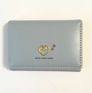 ya676【新品・未使用】ミニ財布　Hello lucky rabbit 小銭入れ無し　札入れ有り　ブルー