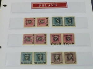 23　A　№8　ポーランド切手　1918年　SC#31-40の内　ペア　計6種　未使用NH・VF　※説明欄必読