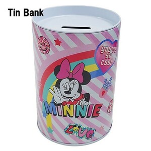 ミニー 貯金箱 ( ピンク／ストライプ ) 17340c ちょきんばこ 缶 Minnie Mouse Saving Bank ディズニー キャラクター 雑貨 グッズ 輸入
