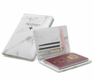 メンズ　レディース パスポートケース カードケース ホルダー 収納 大理石柄　　スキミング防止　RFID　i48