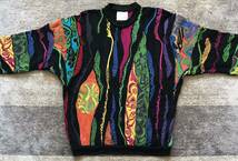 超レア 圧倒的な存在感 芸術 人物柄 風景画 90's ★ COOGI AUSTRALIA ★ クージー オーストラリア 3D 立体 個性派 コットン ニットセーター_画像4