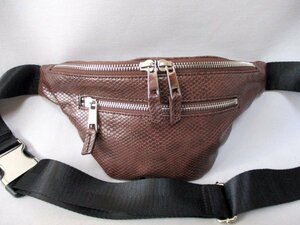 [P006]ROSEBUD/ Rose Bud * waist bag body bag chocolate metal buckle W28cm