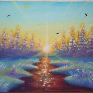 銀世界の景色(油絵)