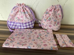 お弁当袋 コップ袋 ランチマット　ハンドメイド　おまけ付き