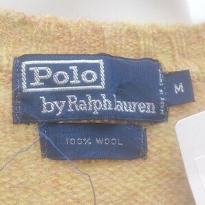 Polo Ralph Lauren ポロラルフローレン ニット 長袖 ウール100％ ポニー 虫食い有り Ｍサイズ イエロー メンズ 1203000006488の画像3