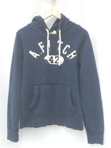 Abercrombie&Fitch アバクロ パーカー　フーディー 長袖 ワッペン　ダメージ加工 Mサイズ ネイビー メンズ 1208000005455