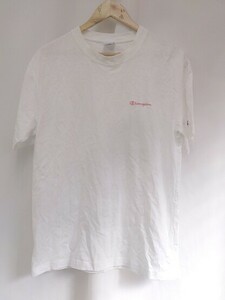 champion チャンピオン Ｔシャツ　カットソー 刺繍　ロゴ　コットン　シミあり Lサイズ ホワイト レディース 1209000009566