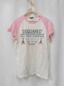 Dsquared2 ディースクエアード Tシャツ　カットソー プリント　ダメージ　汚れ有り Lサイズ ピンク レディース 1210000012258