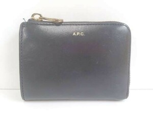 apc アーペーセー 財布 レザー 革 牛 ｌ字ファスナー 傷有り ネイビー メンズ 1209000012863