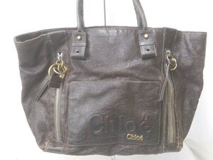 Chloe クロエ トートバッグ　ハンド 02-09-51-5859　エクリプス　レザー　ロゴ　スレ多数 ブラウン レディース 1209000011019