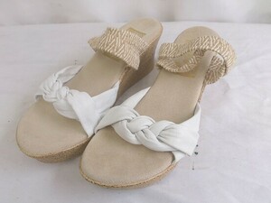 ISLAND SLIPPER アイランドスリッパ サンダル 厚底　オープントゥ　レザー 24cm ベージュ レディース 1208000013283