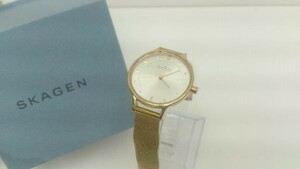 ＳＫＡＧＥＮ スカーゲン 腕時計 ＳＫＷ2151 クォーツ 3針 箱シミ有り 表記なし ゴールド レディース 1203000020477