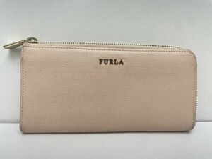 FURLA フルラ 長財布 レディース ピンク ラウンドファスナー レザー ウォレット 小銭入れ サビ有り 1206000009398