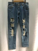 LEVIS リーバイス　デニム　ジーンズW34 L34 ダメージ加工　505 647刻印　裾染みあり #1201000037846_画像1