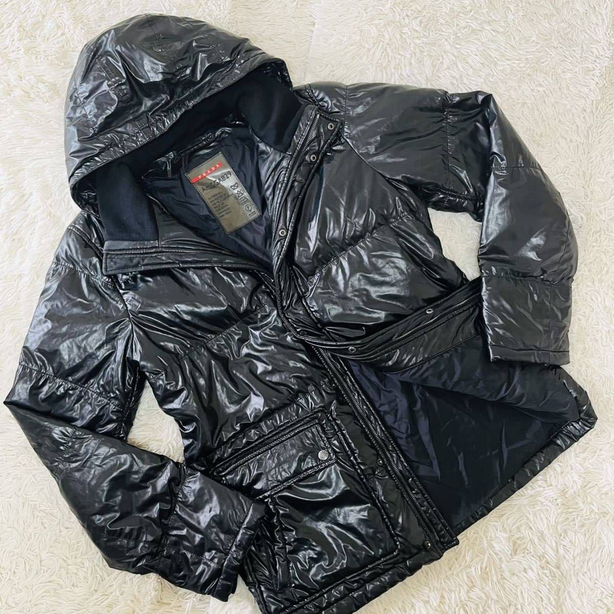 超高級】 PRADA プラダ ミドル丈 ナイロンコート ジャケット黒 44XL